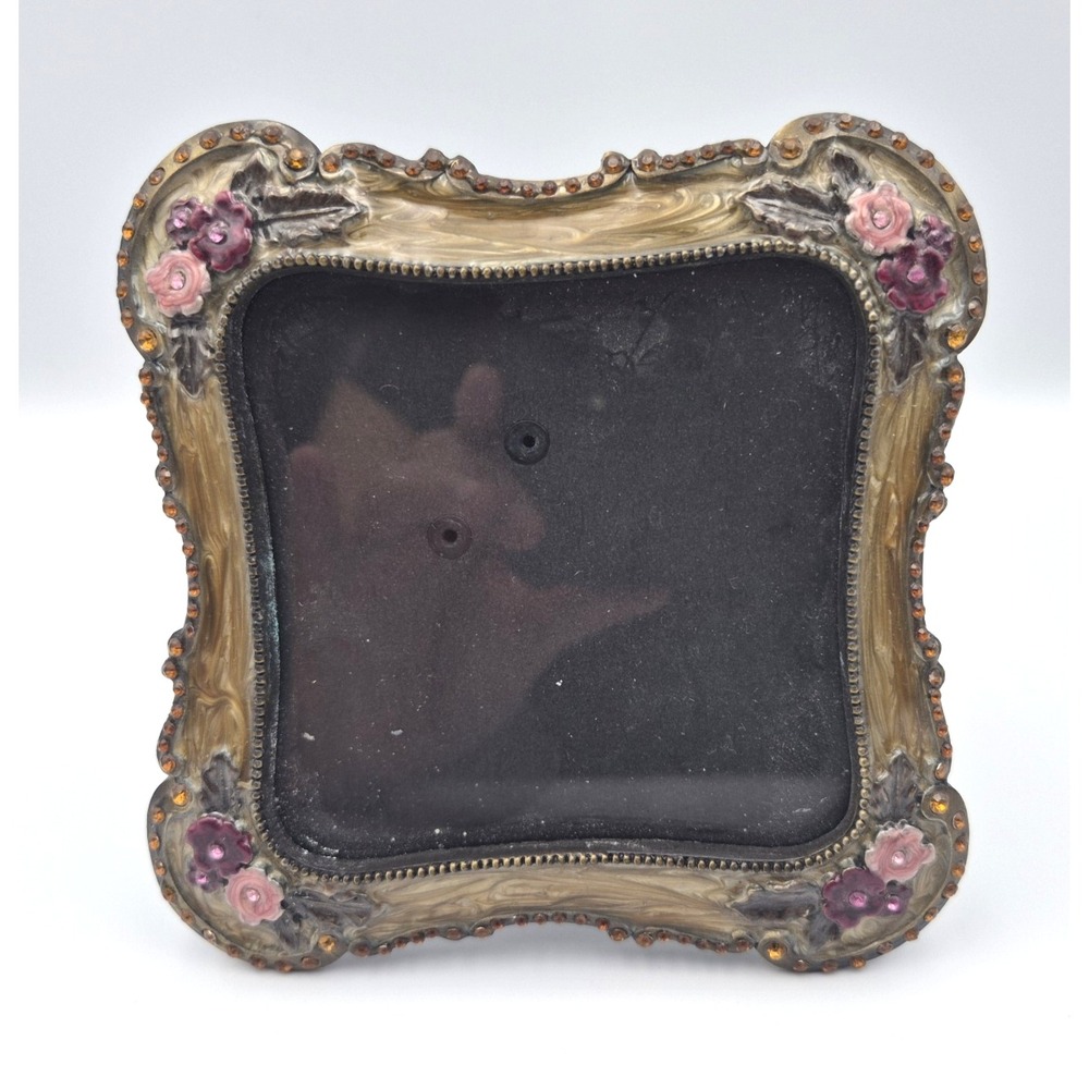 Enamel Frame Rhinestones Art Nouveau Inspired 3.5" Romantic Cottage by TIC